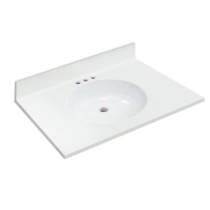 Silken White 31" x 22" White Vanity Top with Non-recessed Bowl