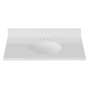 Silken White 37" x 19" White Vanity Top with Non-recessed Bowl