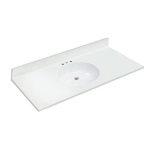 Silken White 49" x 22" White Vanity Top with Non-recessed Bowl