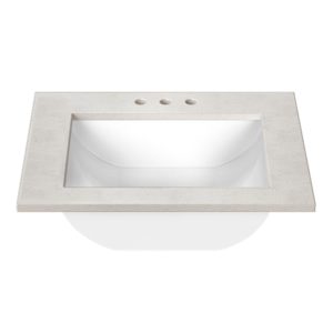 Daisy White 25 in. W x 22 in. D Cultured Marble Rectangular Undermount Single Basin Vanity Top