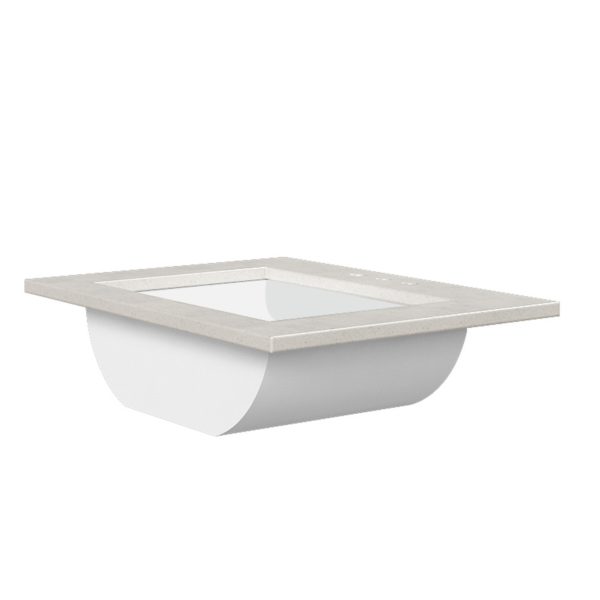 Daisy White 25 in. W x 22 in. D Cultured Marble Rectangular Undermount Single Basin Vanity Top