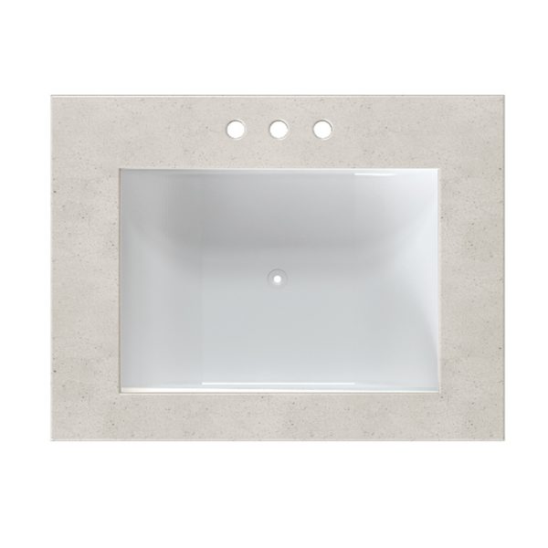 Daisy White 25 in. W x 22 in. D Cultured Marble Rectangular Undermount Single Basin Vanity Top