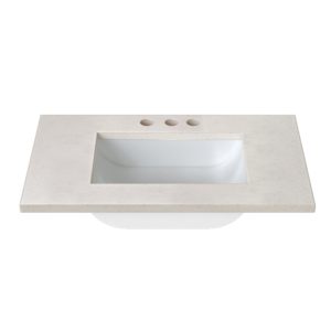 Daisy White 31 in. W x 22 in. D Cultured Marble Rectangular Undermount Single Basin Vanity Top