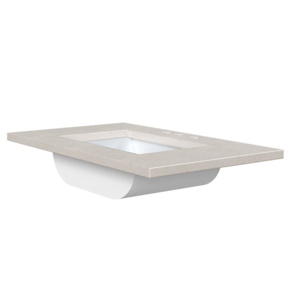 Daisy White 31 in. W x 22 in. D Cultured Marble Rectangular Undermount Single Basin Vanity Top