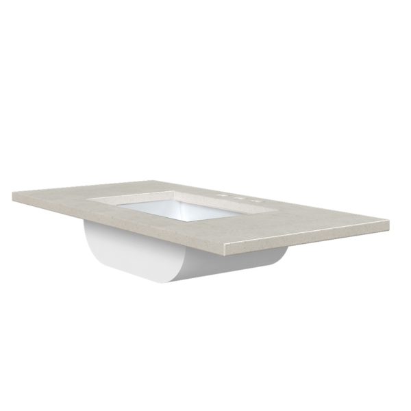 Daisy White 37 in. W x 22 in. D Cultured Marble Rectangular Undermount Single Basin Vanity Top