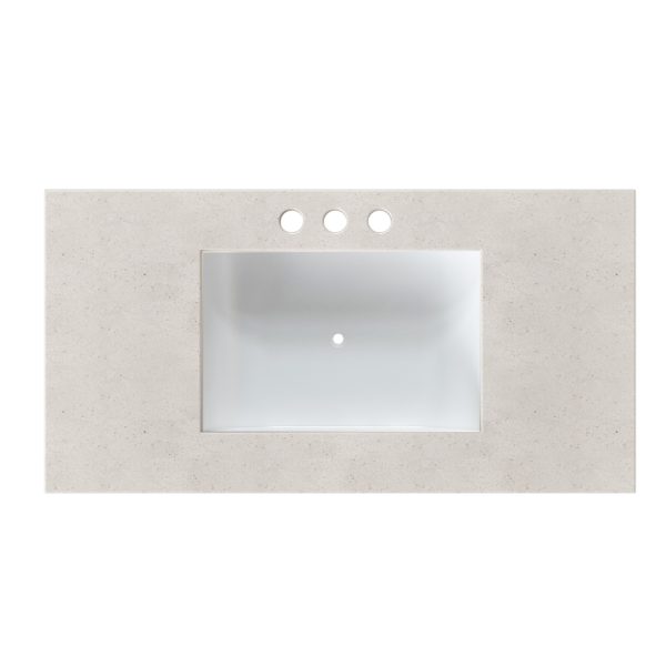 Daisy White 37 in. W x 22 in. D Cultured Marble Rectangular Undermount Single Basin Vanity Top