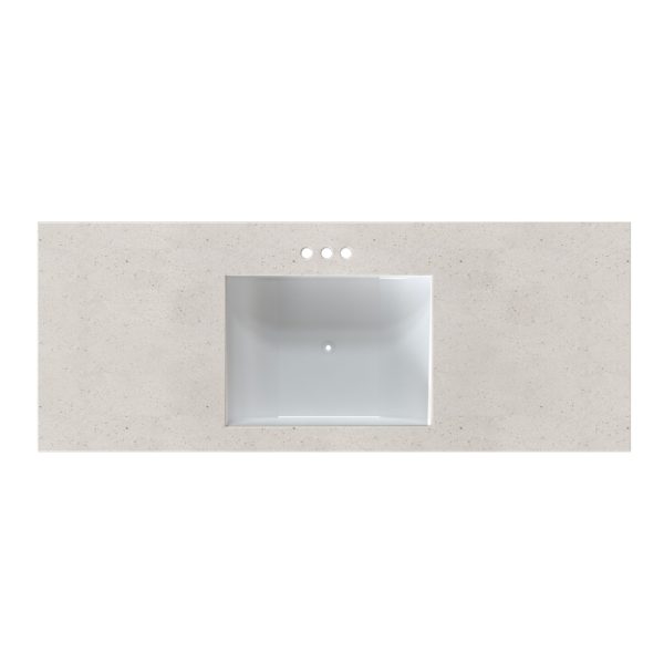 Daisy White 49 in. W x 22 in. D Cultured Marble Rectangular Undermount Single Basin Vanity Top