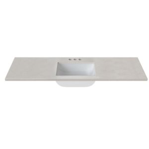 Daisy White 61 in. W x 22 in. D Cultured Marble Rectangular Undermount Single Basin Vanity Top