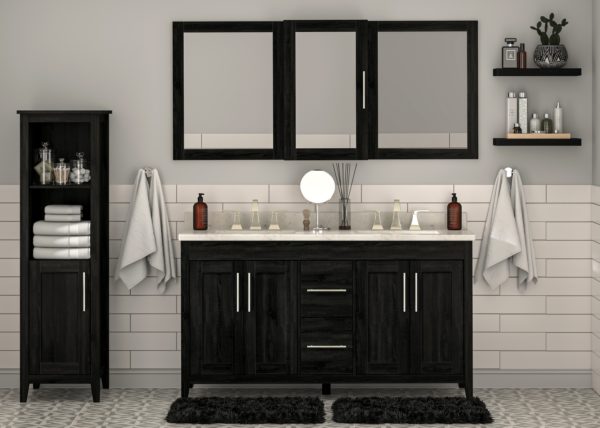 Foxglove 60"W x 21-5/8"D Coal Black Vanity Cabinet