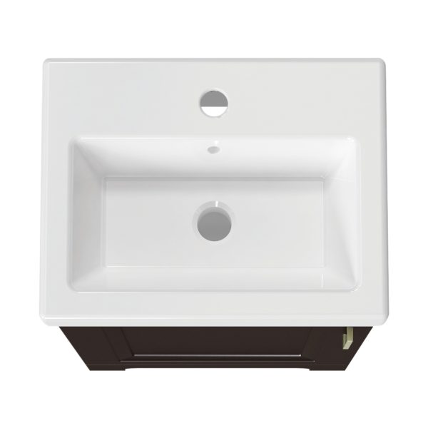 Lawrence 17-1/2"W x 13-1/2"D Cocoa Brown Vanity and White Ceramic Vanity Top with Rectangular Integrated Bowl