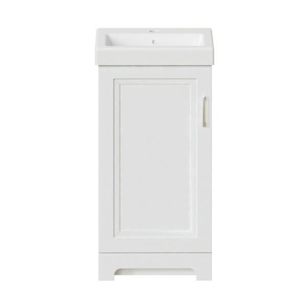 Lawrence 17-1/2"W x 13-1/2"D Vanilla Vanity and White Ceramic Vanity Top with Rectangular Integrated Bowl