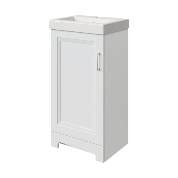 Lawrence 17-1/2"W x 13-1/2"D Vanilla Vanity and White Ceramic Vanity Top with Rectangular Integrated Bowl