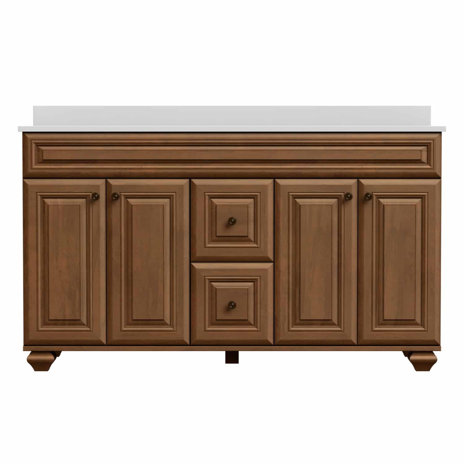 60"W Manchester Double Bowl Vanity Base in Mocha