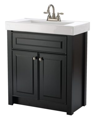 Primrose 30-inch W 2-Door Freestanding Vanity in Black With Ceramic Top in White