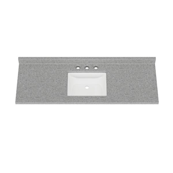 Riverbed 61"W x 22"D Cultured Marble Vanity Top with Rectangular Integrated Wave Bowl