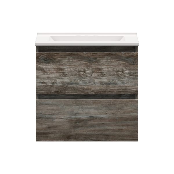 Sage 24 in. W x 18-1/2 in. D Vanity in Driftwood Gray with Porcelain Vanity Top in Solid White with White Basin