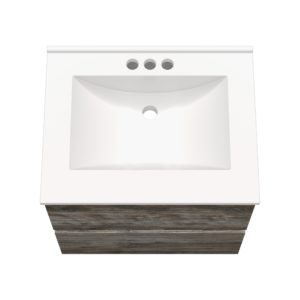 Sage 24 in. W x 18-1/2 in. D Vanity in Driftwood Gray with Porcelain Vanity Top in Solid White with White Basin