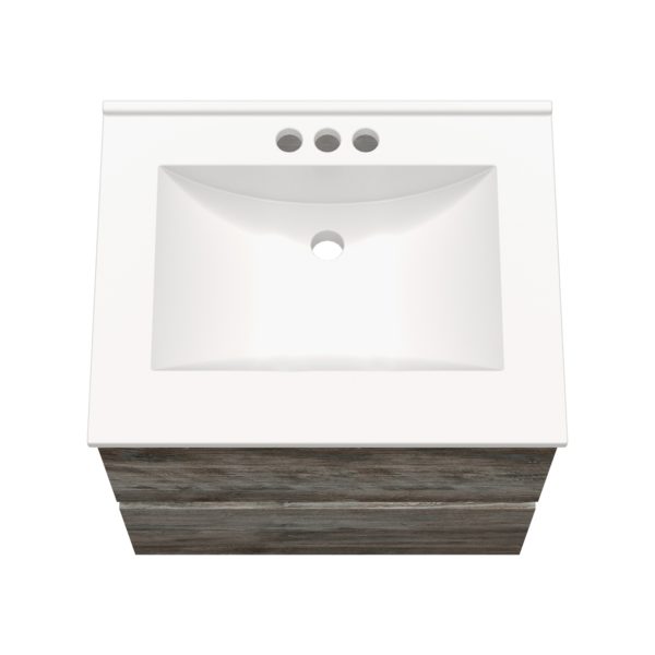 Sage 24 in. W x 18-1/2 in. D Vanity in Driftwood Gray with Porcelain Vanity Top in Solid White with White Basin