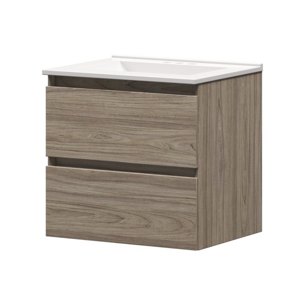 Sage 24 in. W x 18-1/2 in. D Vanity in Savanna with Porcelain Vanity Top in Solid White with White Basin