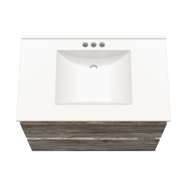 Sage 30 in. W x 18-1/2 in. D Vanity in Driftwood Gray with Porcelain Vanity Top in Solid White with White Basin