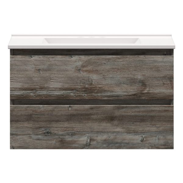 Sage 36 in. W x 18-1/2 in. D Vanity in Driftwood Gray with Porcelain Vanity Top in Solid White with White Basin