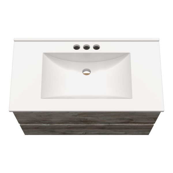 Sage 36 in. W x 18-1/2 in. D Vanity in Driftwood Gray with Porcelain Vanity Top in Solid White with White Basin