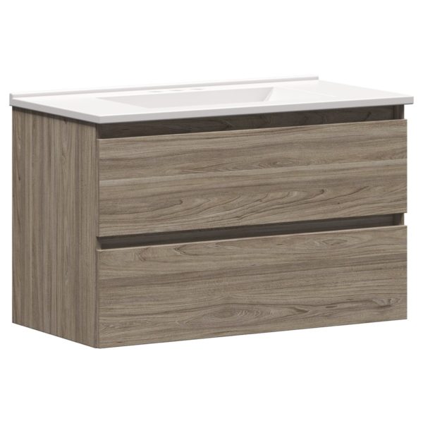 Sage 36 in. W x 18-1/2 in. D Vanity in Savanna with Porcelain Vanity Top in Solid White with White Basin