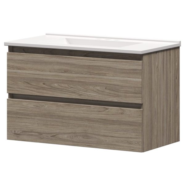 Sage 36 in. W x 18-1/2 in. D Vanity in Savanna with Porcelain Vanity Top in Solid White with White Basin