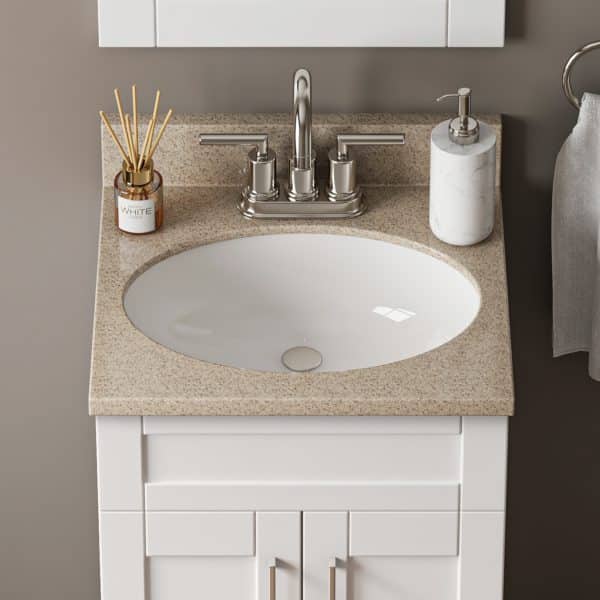 Sandstone 19"W x 17"D Cultured Marble Vanity Top with Oval Non-recessed Bowl