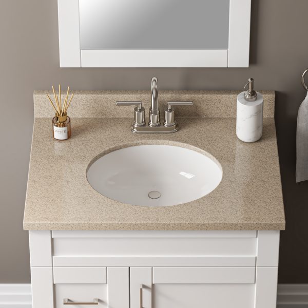 Sandstone 31"W x 22"D Cultured Marble Vanity Top with Oval Bowl