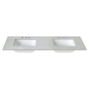 Silver Poplar 61 in. W x 22 in. D Cultured Marble Rectangular Undermount Double Basin Vanity Top