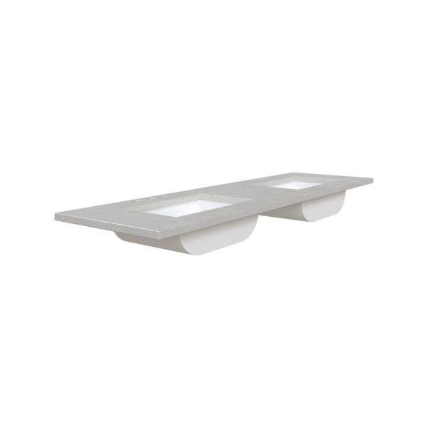 Silver Poplar 61 in. W x 22 in. D Cultured Marble Rectangular Undermount Double Basin Vanity Top