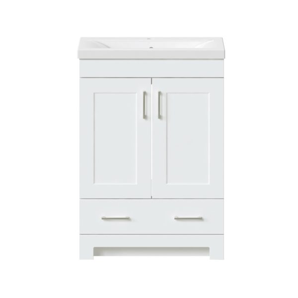 Southernwood 24"W x 15-1/2"D White Vanity and White Ceramic Vanity Top with Rectangular Integrated Bowl