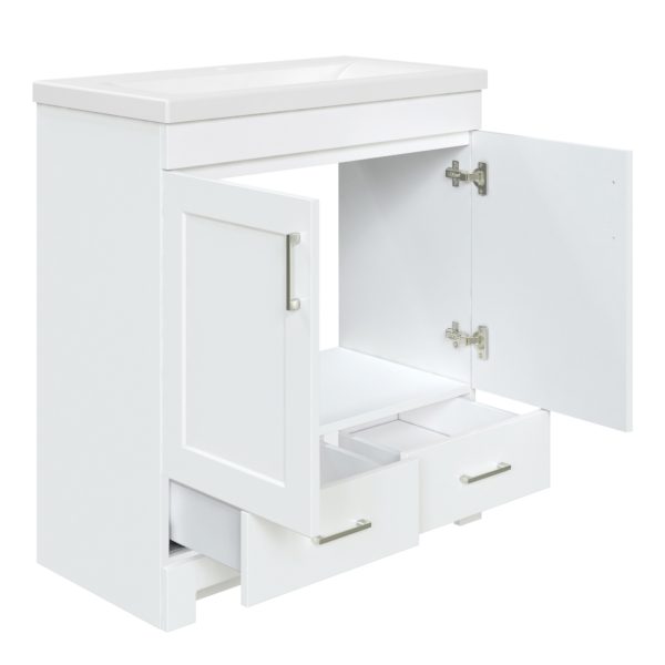 Southernwood 30-1/8"W x 15-1/2"D White Vanity and White Ceramic Vanity Top with Rectangular Integrated Bowl