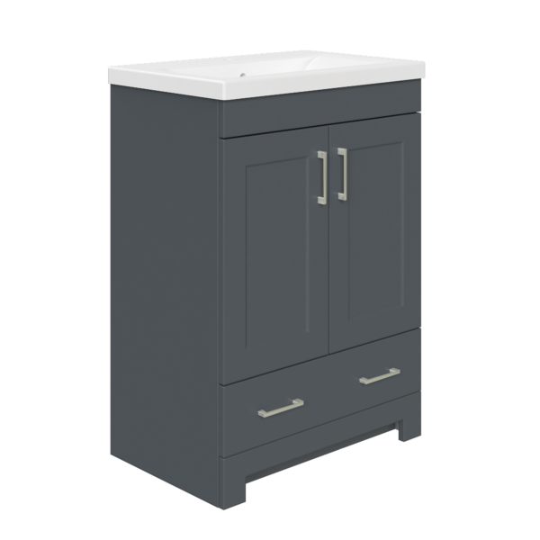 Southernwood 24"W x 15-1/2"D Cool Gray Vanity and White Ceramic Vanity Top with Rectangular Integrated Bowl