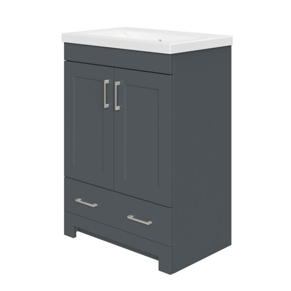 Southernwood 24"W x 15-1/2"D Cool Gray Vanity and White Ceramic Vanity Top with Rectangular Integrated Bowl