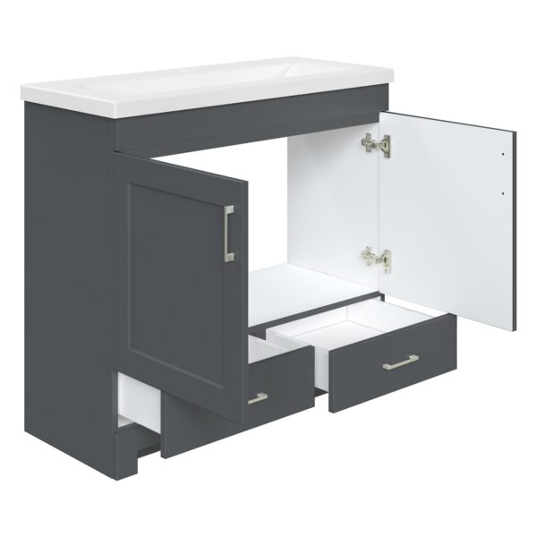 Southernwood 36"W x 15-1/2"D Cool Gray Vanity and White Ceramic Vanity Top with Rectangular Integrated Bowl