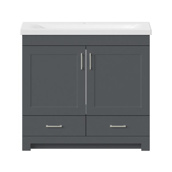 Southernwood 36"W x 15-1/2"D Cool Gray Vanity and White Ceramic Vanity Top with Rectangular Integrated Bowl