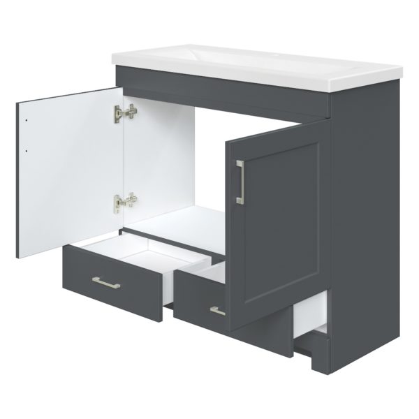 Southernwood 36"W x 15-1/2"D Cool Gray Vanity and White Ceramic Vanity Top with Rectangular Integrated Bowl