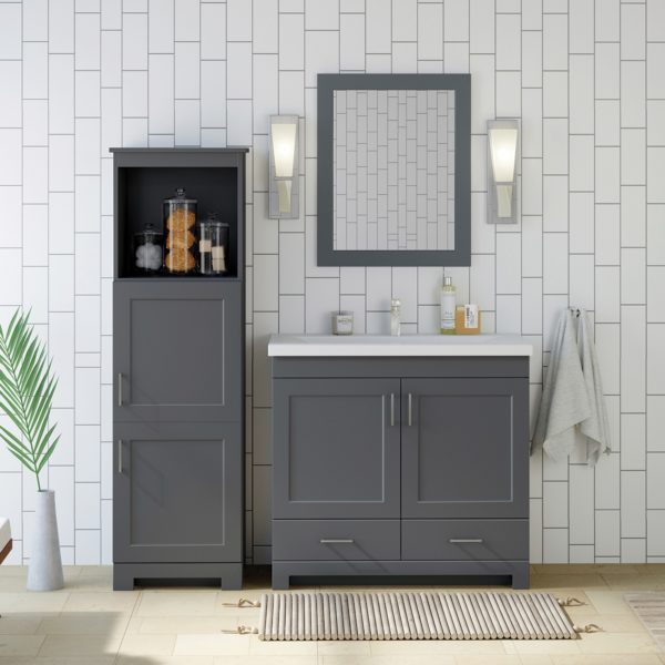 Southernwood 36"W x 15-1/2"D Cool Gray Vanity and White Ceramic Vanity Top with Rectangular Integrated Bowl