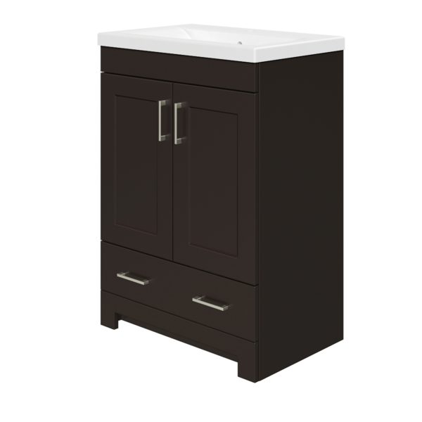 Southernwood 24"W x 15-1/2"D Cafecito Bean Vanity and White Ceramic Vanity Top with Rectangular Integrated Bowl