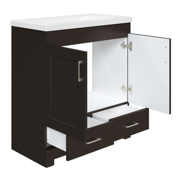 Southernwood 30-1/8"W x 15-1/2"D Cafecito Bean Vanity and White Ceramic Vanity Top with Rectangular Integrated Bowl