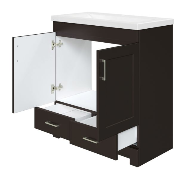 Southernwood 30-1/8"W x 15-1/2"D Cafecito Bean Vanity and White Ceramic Vanity Top with Rectangular Integrated Bowl