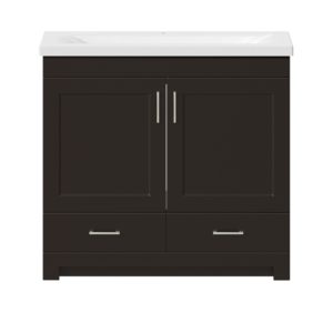 Southernwood 36"W x 15-1/2"D Cafecito Bean Vanity and White Ceramic Vanity Top with Rectangular Integrated Bowl