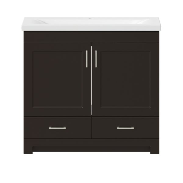 Southernwood 36"W x 15-1/2"D Cafecito Bean Vanity and White Ceramic Vanity Top with Rectangular Integrated Bowl