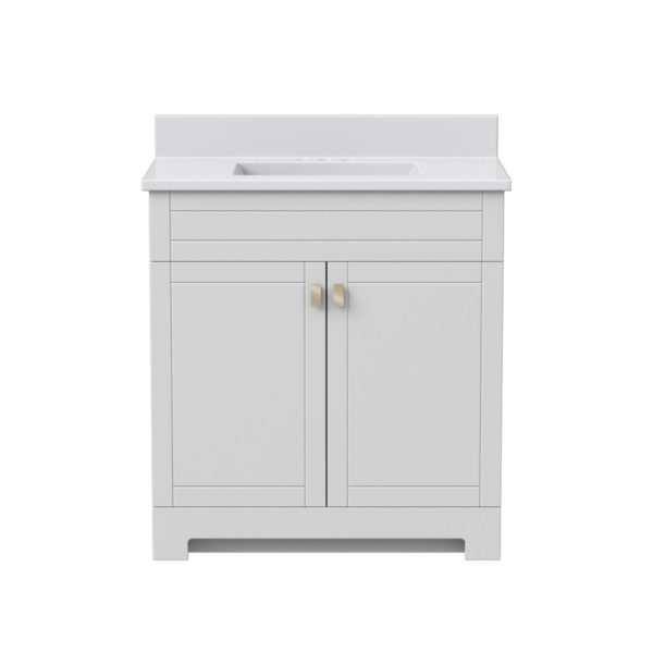 Uptown 31"W x 19"D x 33"H Cotton White Vanity and White Vanity Top with Integrated Sink