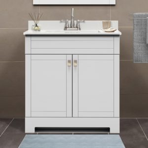 Uptown 31"W x 19"D x 33"H Cotton White Vanity and White Vanity Top with Integrated Sink