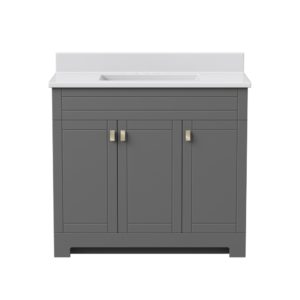 Uptown 37"W x 19"D x 33"H Matte Pewter Vanity and White Vanity Top with Integrated Sink
