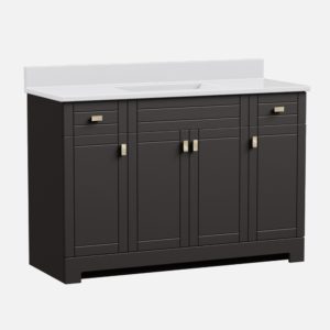 Uptown 49"W x 19"D  x 33"H Deep Brown Vanity and White Cultured Marble Vanity Top with Rectangular Integrated Wave Bowl