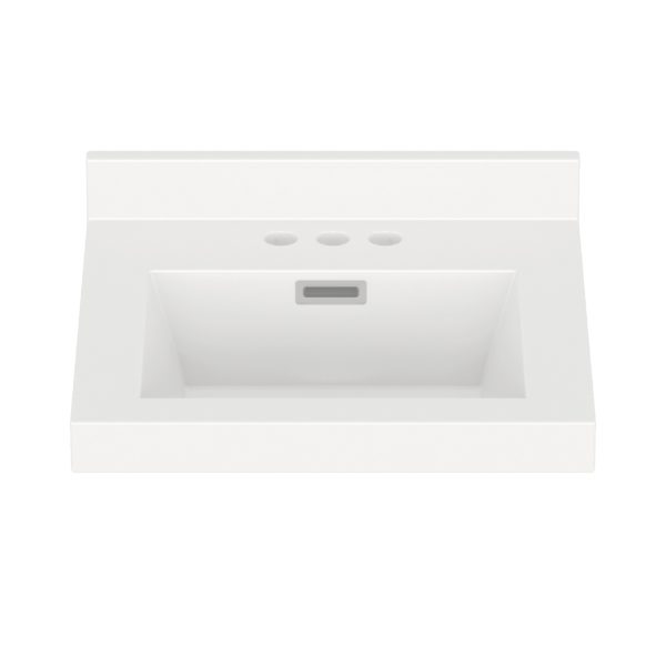 White Rectangle 19"W x 17"D White Cultured Marble Vanity Top with Rectangular Integrated Bowl